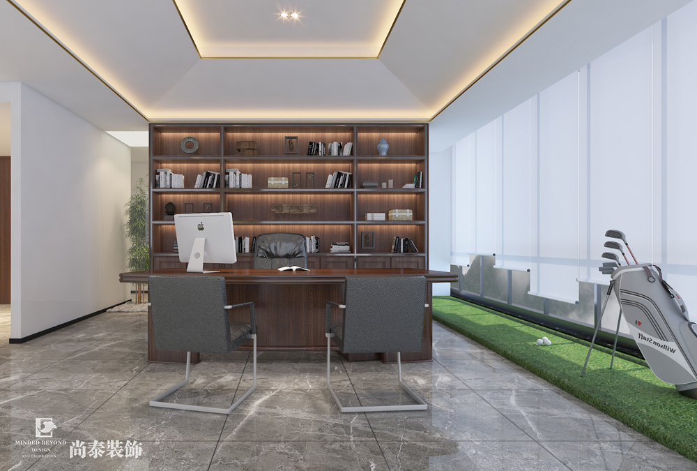 新中式办公室装修效果图-盛世东泰