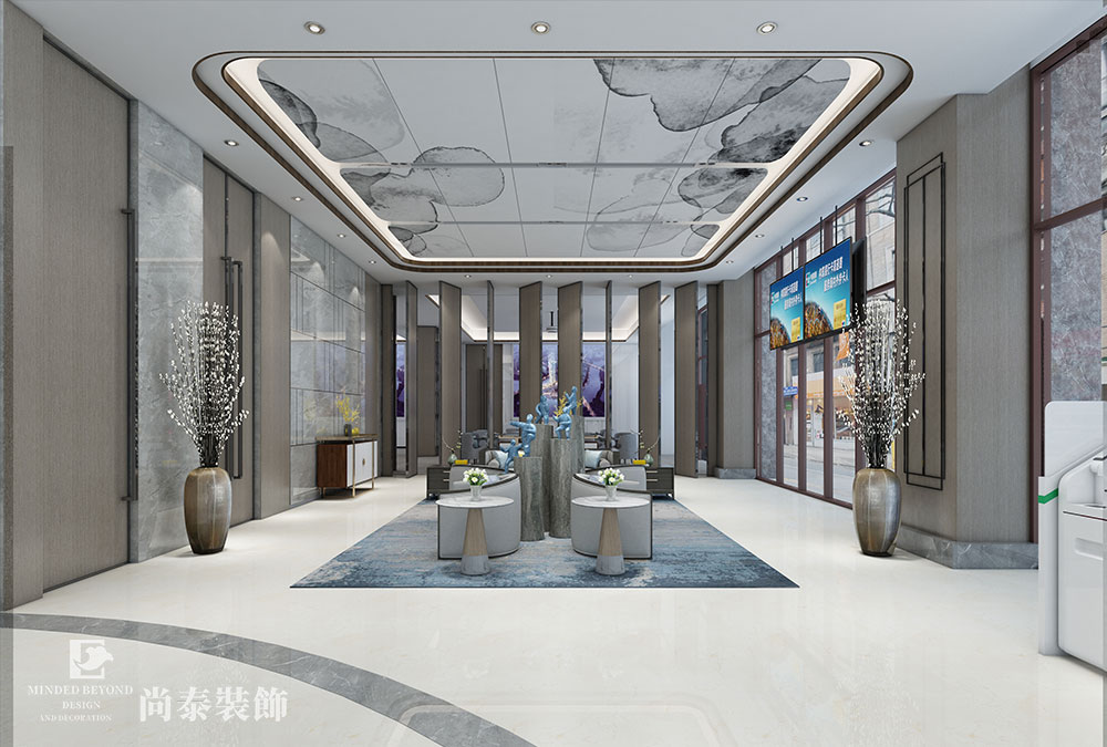 广州天河体育西路金融中心办公楼接待大厅装修设计